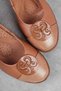 Capital Women's Genuine Leather Buckle Ballerina Shoes-Tan - 3