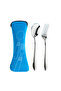 3/4 Jumbo Lunch Box w/ Bowl, Spoon & Fork - Blue - 8