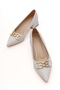 Brab White Buckle (4cm) Pointed Toe Heeled Shoes