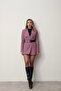 Women's Lilac Belted Poticar Long Blazer Jacket