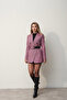Women's Lilac Belted Poticar Long Blazer Jacket - 5