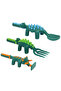 Spoon, Fork & Pusher - Dark Green, Dinosaur, 3Pcs - 2