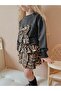 Girl's Stripe Stylish Leopard Patterned Pullover&Sweatshirt Skirt Bottom Top Suit - 3