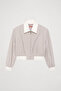 Color Blocked Bomber Jacket with Elastic Waist Gray - 2