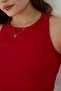 2-Piece Women's Halter Neck Ribbed Strap Zero Sleeve Crop Blouse - 4
