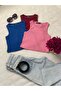 3-Piece Women's Halter Neck Ribbed Strap Zero Sleeve Crop Blouse - 3