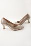 Women's Gold Gold Print Pointed Toe Evening Shoes - 2
