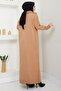 Zippered High-Neck Knitwear Dress Camel Hm2531 - 5