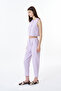 Elastic Waist Fabric Trousers Lilac - 4