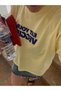 Women's Yellow Vegan Printed Oversize Loose Fit T-Shirt - 5