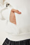 Hooded Slogan Knitted Sweatshirt Ecru Lub0076 - 5
