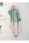 Patterned Jessica Shirt Standard Size Long Sleeves 2503 Emerald - 2