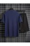 Smilesummer Printed Black Navy Blue Short Set - Comfortable Loose Leg T-Shirt - 2