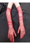 Taara Sequin Embroidered Sparkling Bridal Gloves Red - 9