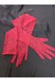 Taara Sequin Embroidered Sparkling Bridal Gloves Red - 3