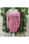 Long Sleeve Madonna Neck Short Raster Soft Knitwear Mini Dress Pink - 4