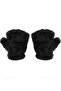 Black Color Paw Figured Plush Children's Gloves - 5