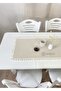 40X100 cm |   Washed Buldan Linen Cream Tasseled - Pom-Pommed 100% Cotton Runner, Coffee Table - Tablecloth - 4