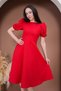 Balloon Sleeve Midi Length Flared Dress - 7