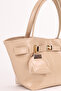 Women's Charm Detailed Mink Wrinkled Patent Leather Hand and Shoulder Bag with Magnet Closure Samira - 5