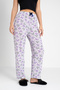 Cotton Thin Breathable Fabric Ribbon Waist Detailed Printed Pocketless Women's Pajama Bottoms - 2