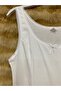 White Lace Thick Straps Long Nightgown Dress - 100% Cotton with Bow Detail - 4