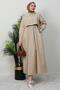 Capes Drawstring Dress Beige - 3