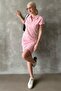 Pink Buttoned Polo Neck Women's Dress Mg2305 - 2