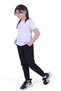 Solid Color, No Pattern, Elastic Waist Bottom-Top Girl's T-shirt Tracksuit Set