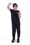Solid Color, No Pattern, Elastic Waist Bottom-Top Girl's T-shirt Tracksuit Set