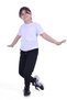 Solid Color, No Pattern, Elastic Waist Bottom-Top Girl's T-shirt Tracksuit Set - 3