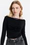 Black Chest Ruffle Detail Blouse 20178