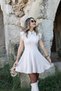 Cream Baby Collar Flounce Dress - 3