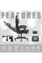 Dowinx LS 6658B Ergonomic High Back Gaming Chair with Lumber Support - Black and White - 7