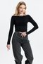 Black Chest Ruffle Detail Blouse 20178 - 7
