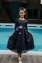 Navy Blue Sequined Evening Dress with Crown Accessories, Girl's Evening Dress, Birthday Dress, New Year's Party Dress