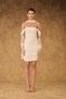 Ecru Sandy Gathered Rochie scurta de seara de nunta