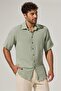 Short Sleeve Double Face Green Men's Shirt - 5