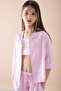 Pink Half Sleeve Girl's 3 Piece Cropped Suit 20325 - 3