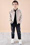 Beige Jean Jacket Printed Boy's Trousers 3 Piece Suit 20312 - 3