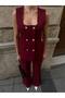 Square Collar Stone Buttoned Vest Trousers Double Breasted Set - 2