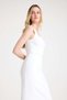 White Square Neck Straight Slim Fit Slit Wedding Dress Promise Dress Engagement Dress - 4