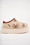 Ifsugg premium women's suede beige patterned furry mini half boots - 4