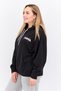 Women Sportswear Fit Long Sleeve Outdoor Hooded Sweatshirt, Black - 3
