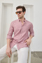 Men's Shirt Striped Cotton Linen Modern Slim Fit Shirt - 5