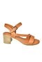 P 555452803   Tan Genuine Leather Thick Heeled Women's Sandals - 5