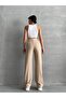 Women's Beige Pleated Loose Palazzo Trousers - 5