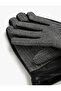 Faux Leather Gloves with Herringbone Pattern - 3