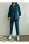 Women's Petrol Green Double Sleeve Top and Bottom Shirt Set - 3