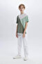 Boy's Crew Neck Color-Blocking Pique Short Sleeve T-Shirt Z2815A625Sm - 2